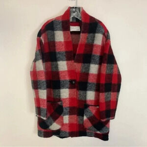 Aritzia Wilfred Free Off Duty Jacket Red Black Wool Blend  L